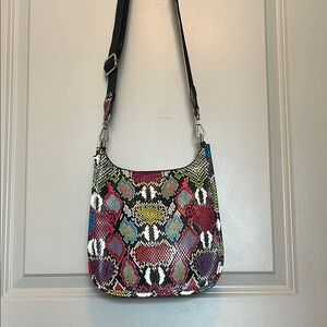 Ah-dorned Multi-Colored Vegan Leather Snake Print Messenger Crossbody Bag (NWOT)